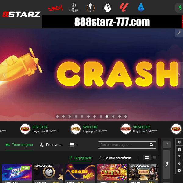 Bannière promotionnelle du jeu Crash sur 888starz
