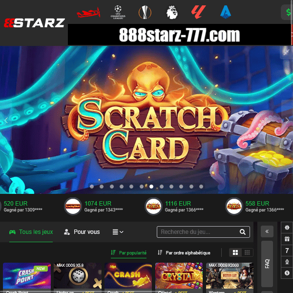 Bannière promotionnelle du jeu Scratch Card sur 888starz