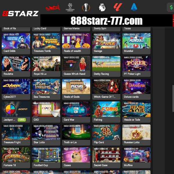 Grande variété de jeux de casino disponibles sur 888starz